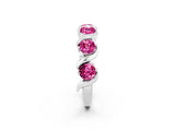 White gold Round Pink Sapphire Half Eternity Band with Wave Prong Setting_8