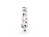 White gold Round Pink Sapphire Leaf Eternity Band with Bezel Setting_44