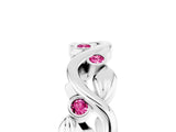 White gold Round Pink Sapphire Leaf Eternity Band with Bezel Setting_47
