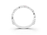 White gold Round Pink Sapphire Leaf Eternity Band with Bezel Setting_93