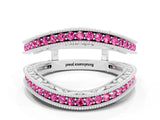 White gold Round Pink Sapphire Milgrain Eternity Band with Channel Setting_18