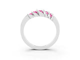 White gold Round Pink Sapphire Multi-Row Crossover Band_9