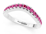 White gold Round Pink Sapphire Pavé Curved Band with Shared Prong Setting_19