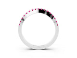 White gold Round Pink Sapphire Pavé Curved Band with Shared Prong Setting_21