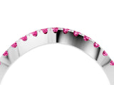 White gold Round Pink Sapphire Pavé Curved Band with Shared Prong Setting_22