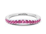 White gold Round Pink Sapphire Pavé Curved Wedding Band_22