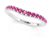 White gold Round Pink Sapphire Pavé Curved Wedding Band_23
