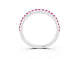 White gold Round Pink Sapphire Pavé Curved Wedding Band_25