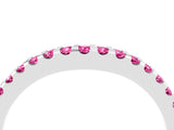 White gold Round Pink Sapphire Pavé Curved Wedding Band_26