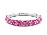 White gold Round Pink Sapphire Pavé Eternity Band with Shared Prong Setting_18