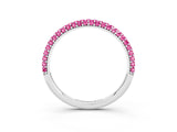White gold Round Pink Sapphire Pavé Eternity Band with Shared Prong Setting_21