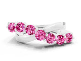 White gold Round Pink Sapphire Prong-Set Crossover Band_6