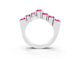 White gold Round Pink Sapphire Prong-Set Crossover Band_9