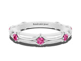 White gold Round Pink Sapphire Prong Set Milgrain Eternity Band_6