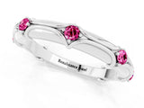 White gold Round Pink Sapphire Prong Set Milgrain Eternity Band_7