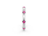 White gold Round Pink Sapphire Prong Set Milgrain Eternity Band_8