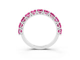 White gold Round Pink Sapphire Shared Prong Eternity Band_9