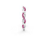 White gold Round Pink Sapphire Twist Eternity Band with Pavé Setting_8