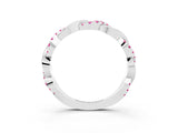 White gold Round Pink Sapphire Twist Eternity Band with Pavé Setting_9