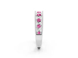 White gold Round Pink Sapphire Twist Milgrain Band with Bezel Setting_2