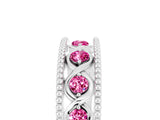 White gold Round Pink Sapphire Twist Milgrain Band with Bezel Setting_5