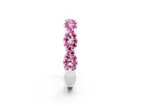 White gold Round Pink Sapphire Twisted Eternity Band with Pavé and Shared Prong Setting_20