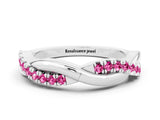 White gold Round Pink Sapphire Twisted Infinity Band with Prong Setting_18