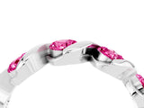 White gold Round Pink Sapphire Wave Band with Channel Setting and Shared Prongs_14