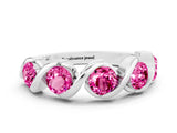 White gold Round Pink Sapphire Wave Band with Channel Setting and Shared Prongs_6