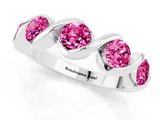 White gold Round Pink Sapphire Wave Band with Channel Setting and Shared Prongs_7