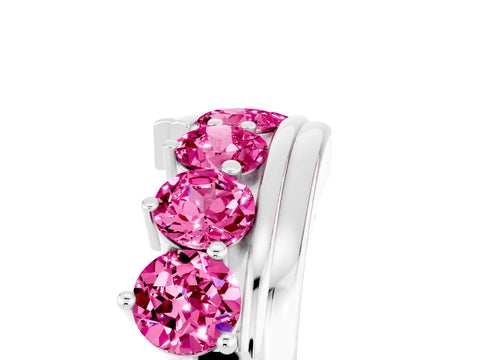 White gold Round Pink Sapphire Wave Band with Channel and Shared Prong Setting_23
