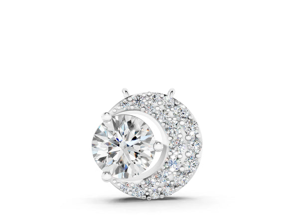 Silver Round Prong-Set Diamond Pavé Pendant