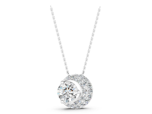 White gold Round Prong-Set Diamond Pavé Pendant
