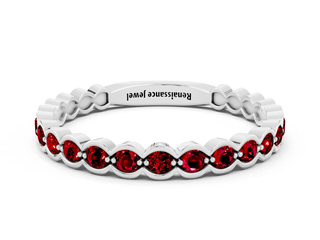 White gold Round Ruby Bezel Set Eternity Band_6