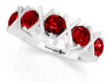 White gold Round Ruby Channel Set Band with X-Prong Detail_7