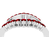 White gold Round Ruby Chevron Contour Band with Prong Setting_10