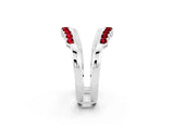 White gold Round Ruby Chevron Contour Band with Prong Setting_8