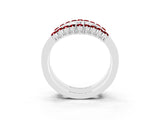 White gold Round Ruby Chevron Contour Band with Prong Setting_9