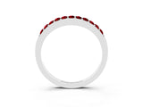 White gold Round Ruby Curved Wedding Band with Channel Setting_9