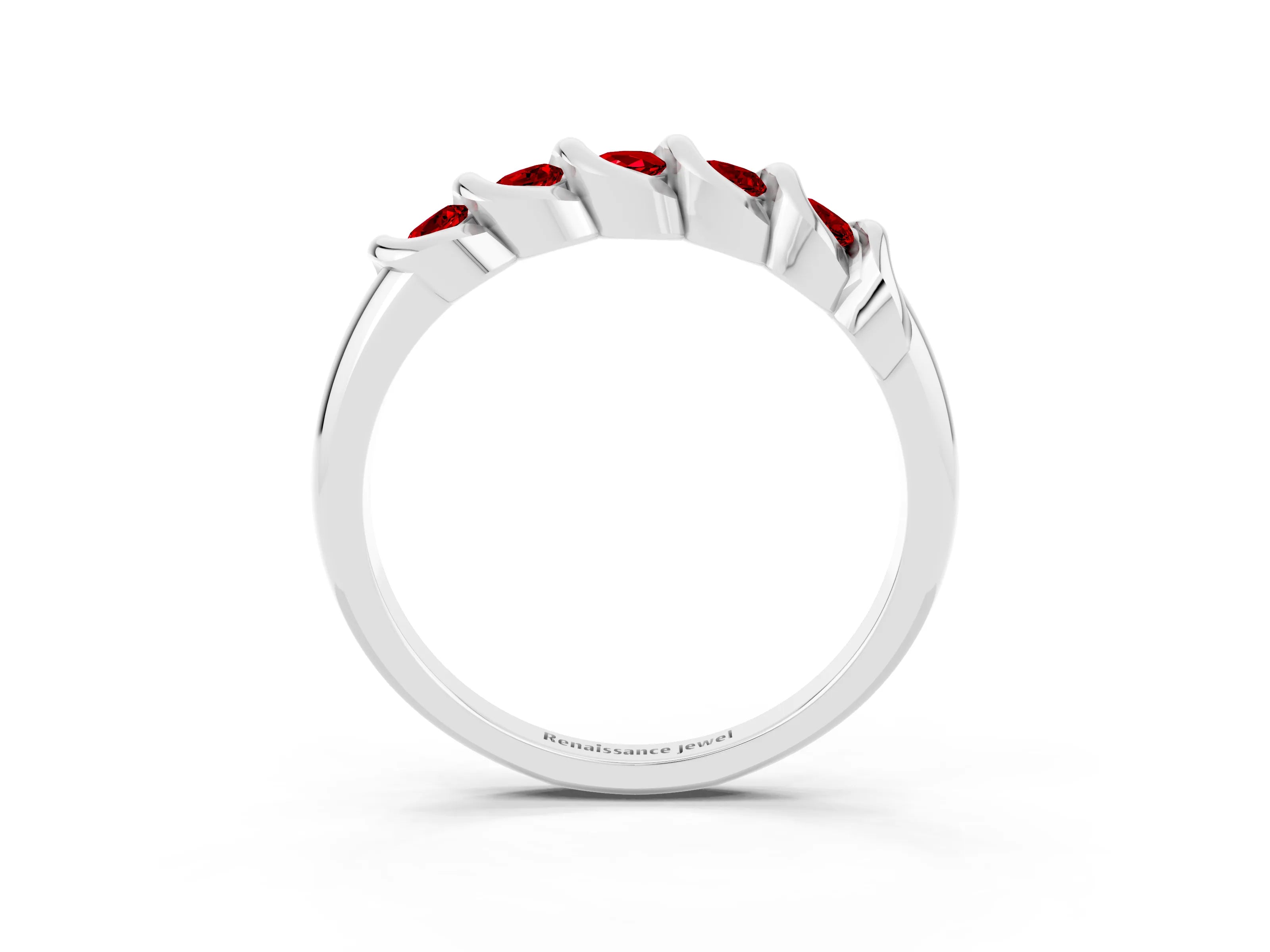 White gold Round Ruby Eternity Band with Twist Prong Setting_22