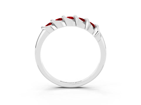 White gold Round Ruby Eternity Band with Twist Prong Setting_22