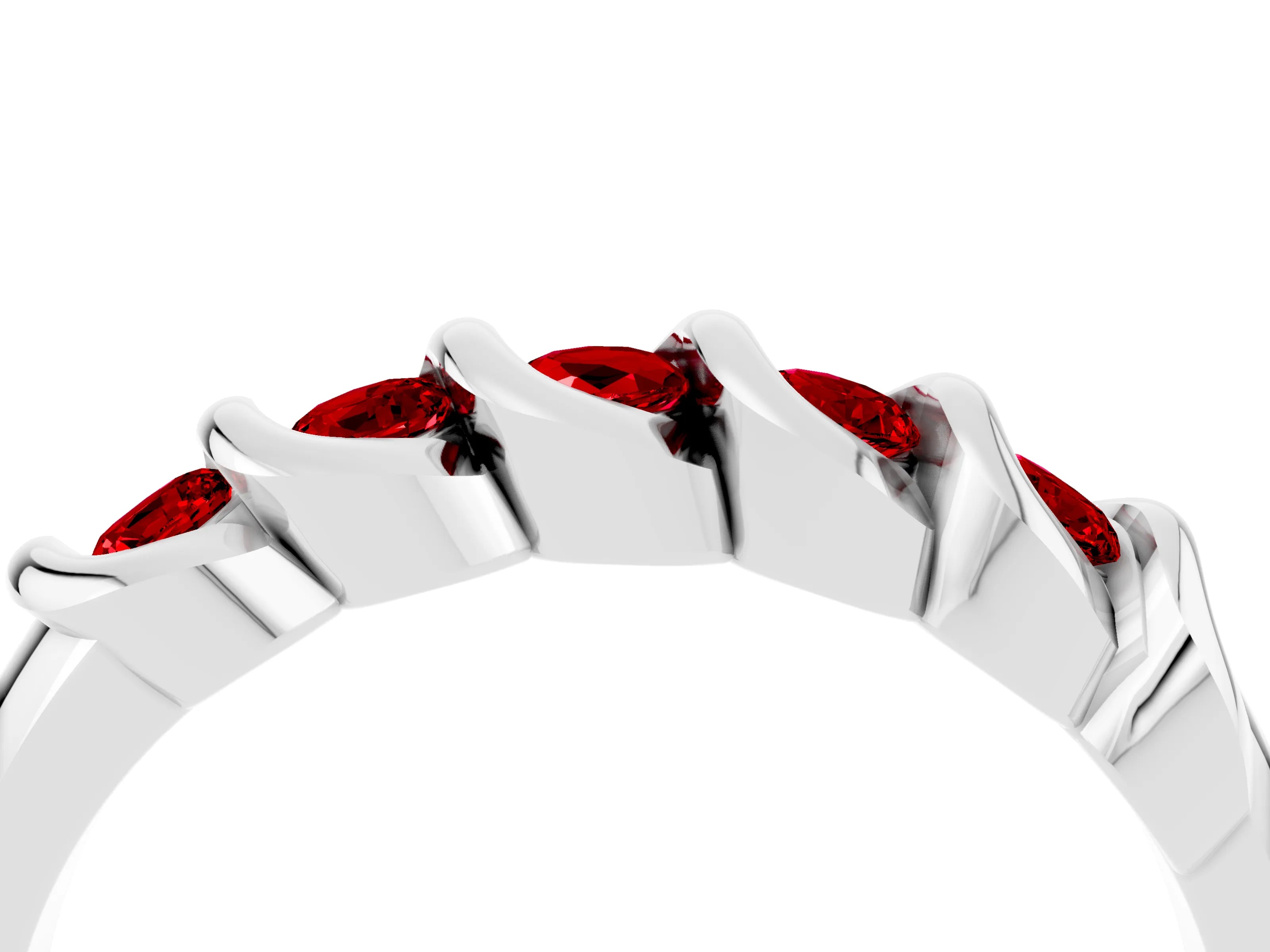 White gold Round Ruby Eternity Band with Twist Prong Setting_23