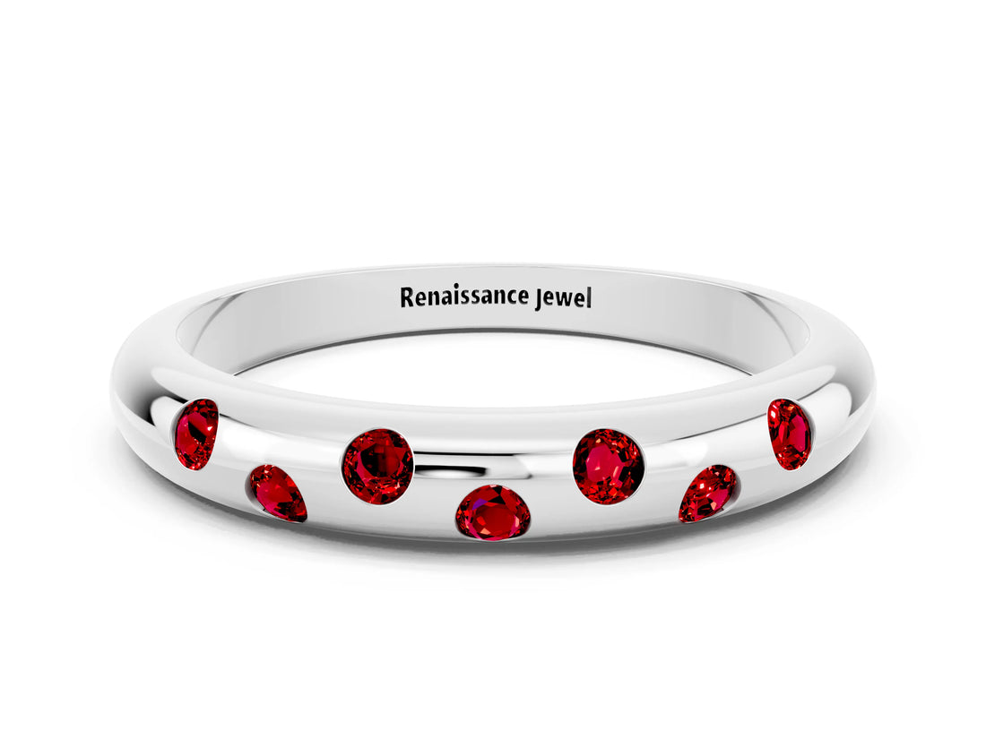 White gold Round Ruby Flush-Set Comfort Fit Band_6