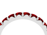 White gold Round Ruby Half Eternity Band with Classic Prong Setting_10
