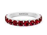 White gold Round Ruby Half Eternity Band with Classic Prong Setting_6