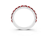 White gold Round Ruby Half Eternity Band with Classic Prong Setting_9