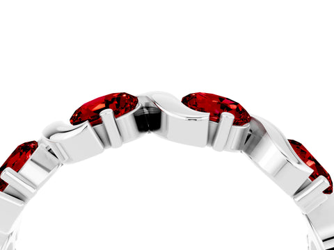 White gold Round Ruby Half Eternity Band with Wave Prong Setting_10