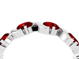 White gold Round Ruby Half Eternity Band with Wave Prong Setting_10