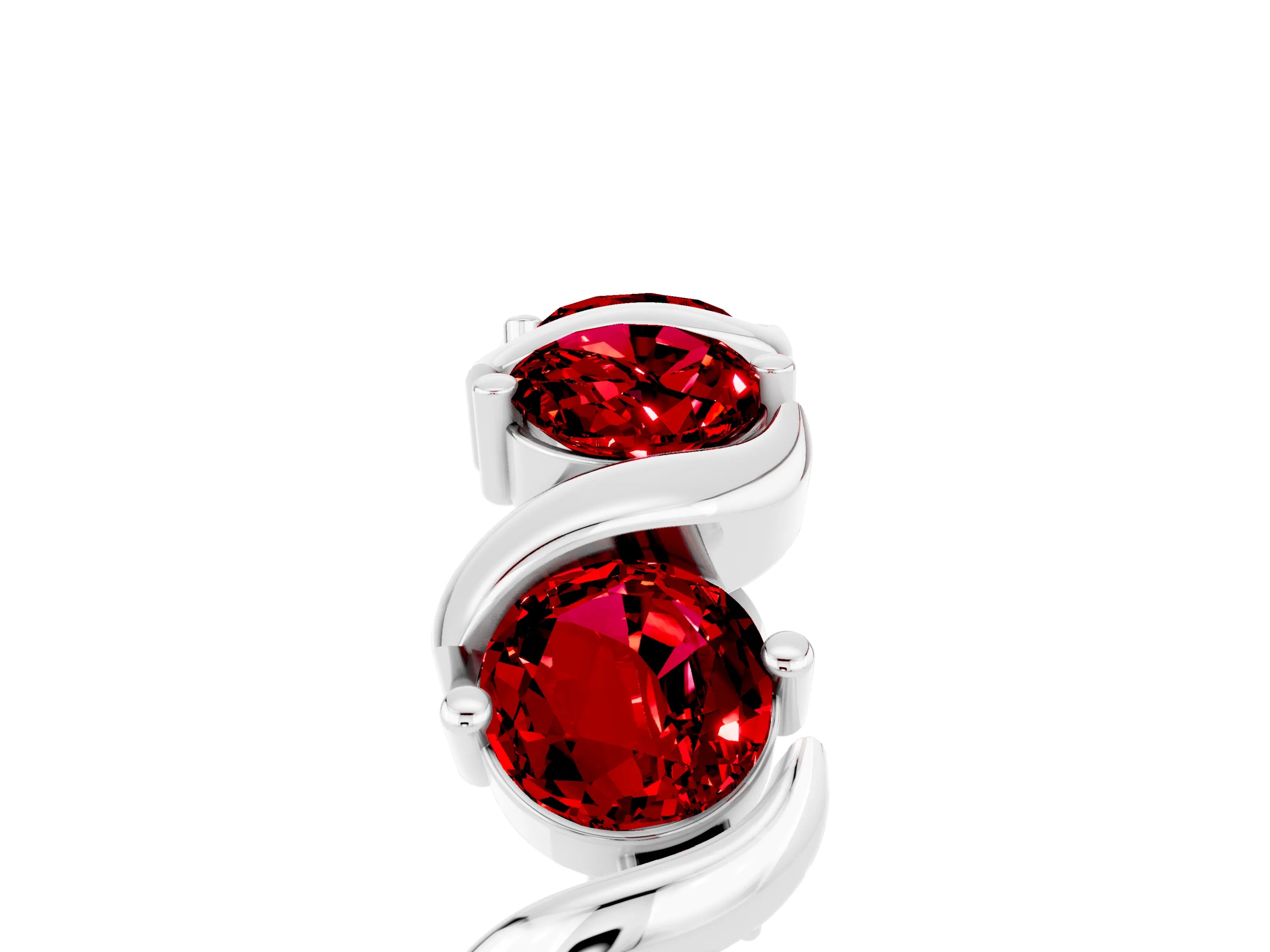 White gold Round Ruby Half Eternity Band with Wave Prong Setting_11