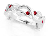 White gold Round Ruby Leaf Eternity Band with Bezel Setting_37